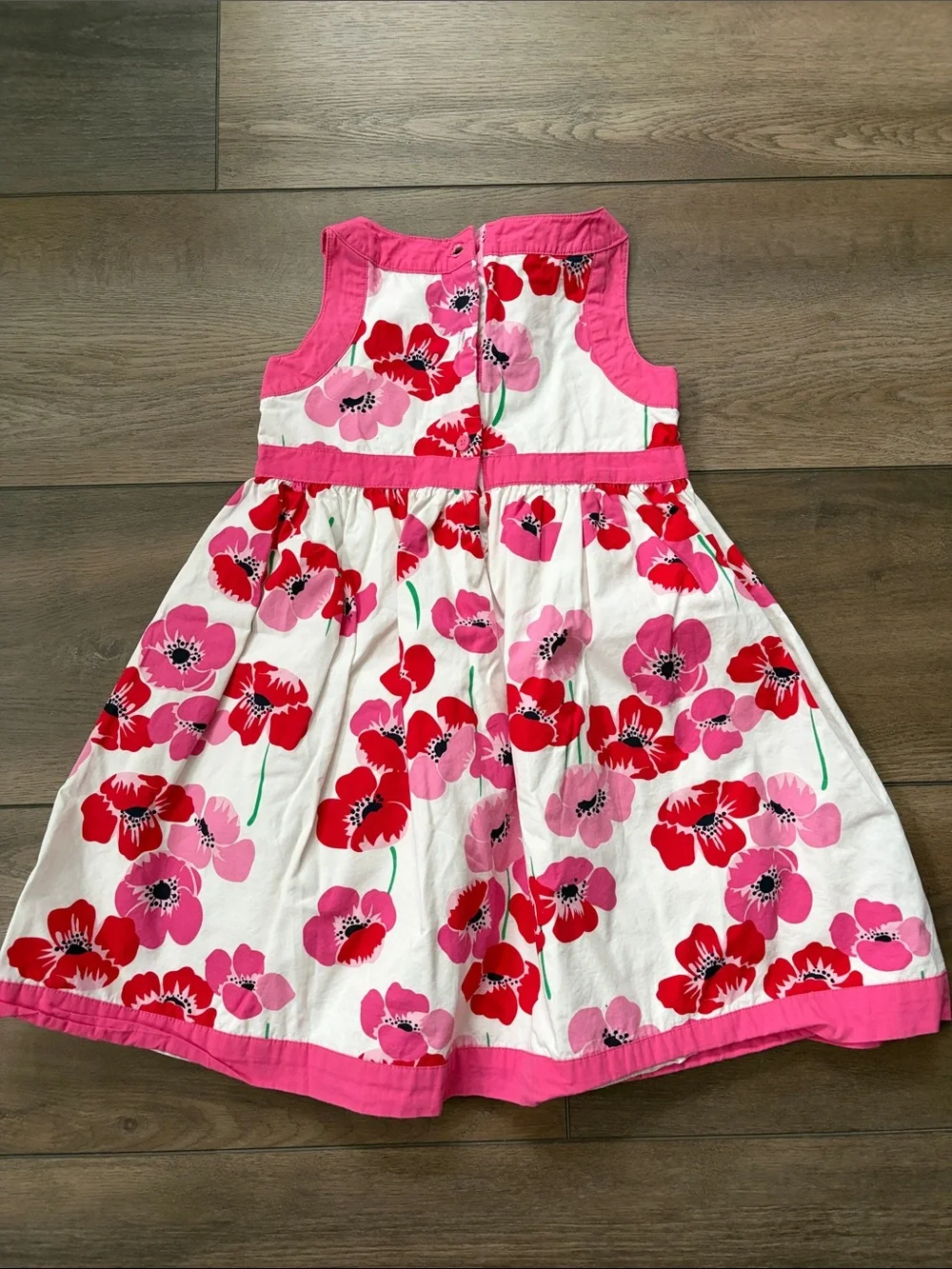 Gymboree Pink, Red & White Floral Sleeveless Dress